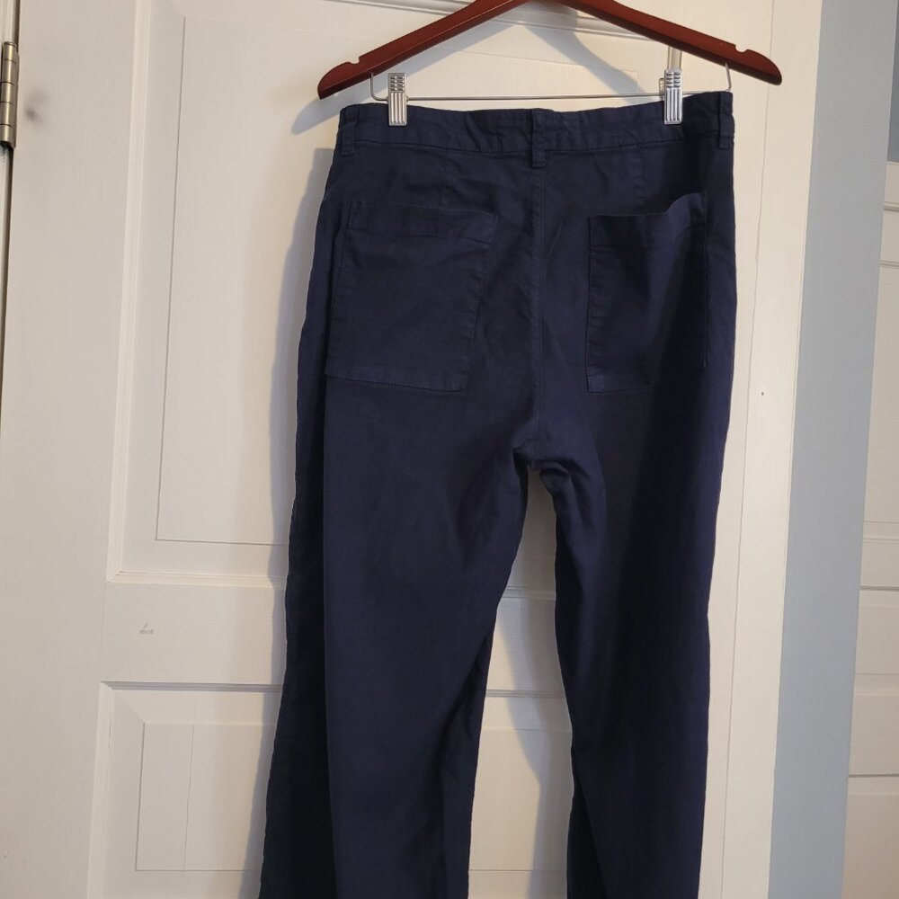 Frank & Eileen Wexford Wide Leg Italian Performance Linen Pant Size 10 Navy - Picture 4 of 6